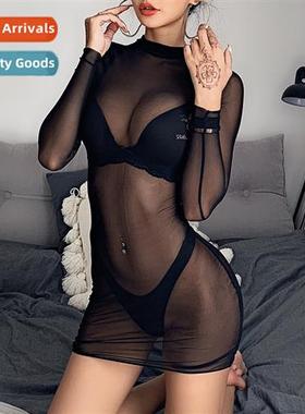 Summer mesh dress European and American womens sexy see-thro