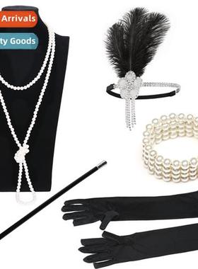 1920s Flapper Girl Dress Halloween Costume Gloves Smoking Po