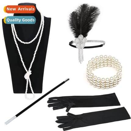 1920s Flapper Girl Dress Halloween Costume Gloves Smoking Po