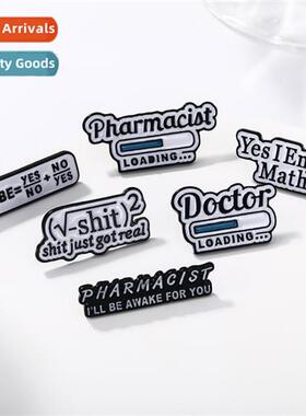 Alphabet metal brooch math equati alloy oil drop badge creat