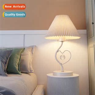 Cream wind decorative pleated table lamp bedside lamp senior