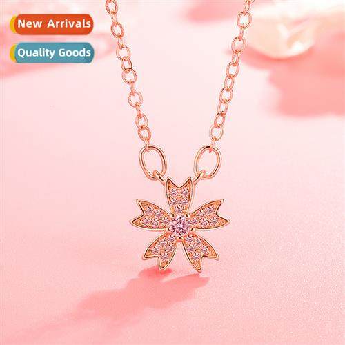 n petal lerary rose gold cherry blossom necklace female girl