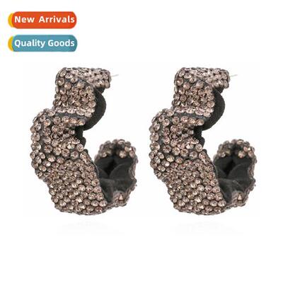 The new simple exaggerated fabric diamd earrings fashi geome