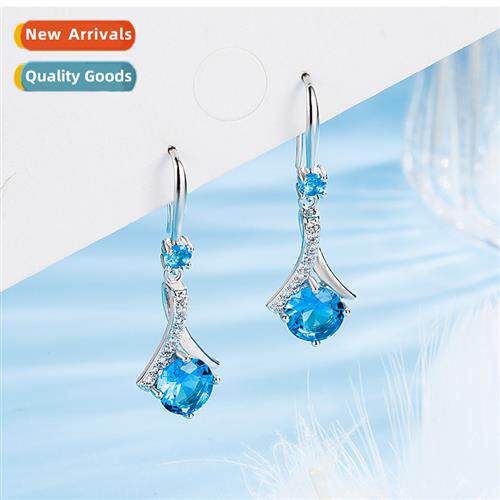 n new attachment drop blue crystal earrings female fashiable