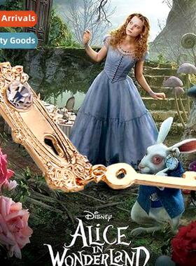 Alice in Wderland lock and key alloy sweater chain necklace,