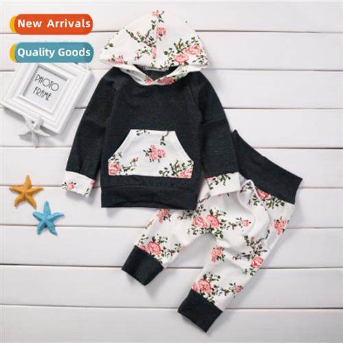 Girls fall  winter  2020 new n lg-sleeved hooded top + flora