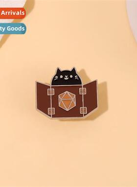 Carto cute black cat alloy brooch creative cute ltle animal