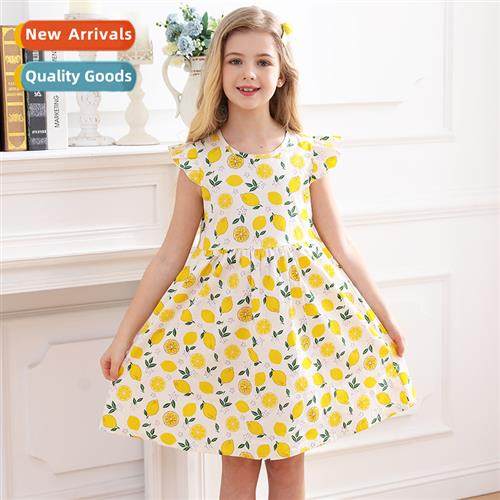 2023 summer new girls cott full print floral dress in small