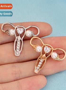 Human Organ Shape Brooch Maternal Womb Shape Crystal Brooch