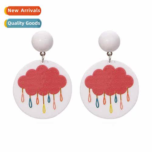 Korean style simple  versatile acrylic earrings retro    tem