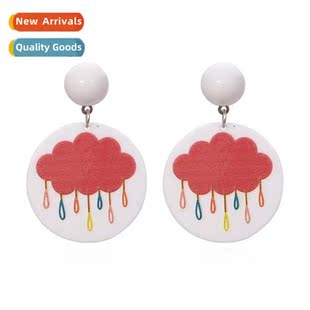 Korean style simple versatile acrylic earrings retro tem