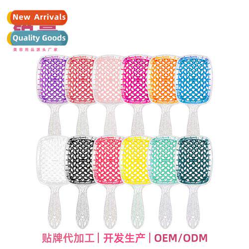 Multi-functial hollowing comb transparent flash silver multi