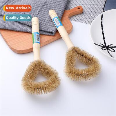 Wooden hle n-stick frying pan brush kchen cleaning brush pot