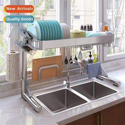Telescopic sink shelf kchen multifunctial dish storage rack