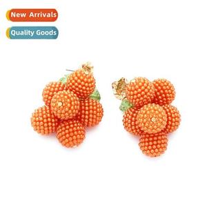 grape earrings retro Korean flowers playful design fru fashi