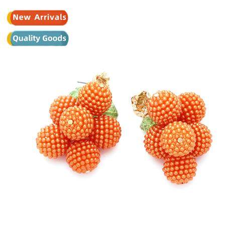 Korean fashi playful grape earrings retro design flowers fru