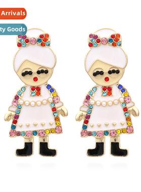 Fashi creative new diamd-set Christmas grmor carto earrings