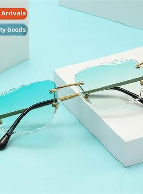 1925 pattern cut edge rimless sunglasses 2023 new color glas