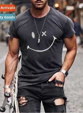 2021 Loose Printed Mens T-shirt Round Neck Short Sleeve Set