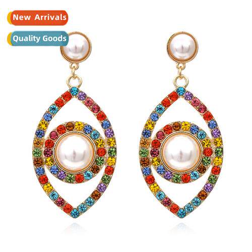 New persalized exaggerated diamd-set Greek devils eye earrin