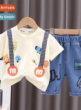 2023 summer new childrens short-sleeved su n boys carto spor