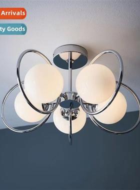 Scinavian antique chrome chelier American vintage glass circ