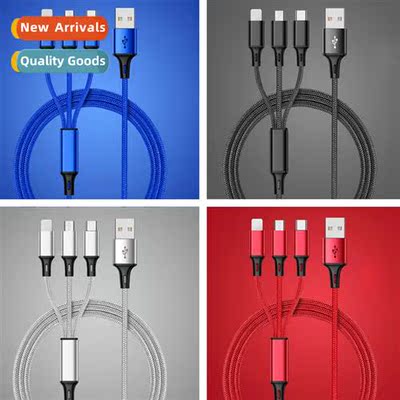 Braided 3 in 1 Data Cable USB Braided Fast Charger Mobile Ph