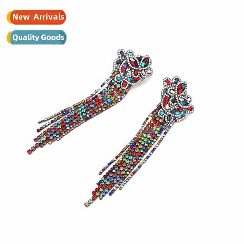 retro lg secti  flowers claw chain tassel earrings super fla