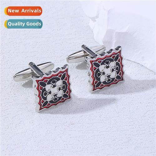 New retro pattern cufflinks mens oil drip square clothing ac