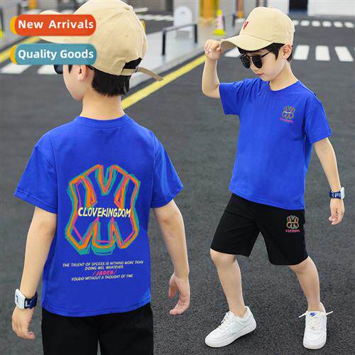 2023 summer new childrens tide Fan cott short-sleeved shorts