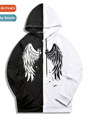 Diablo punk style wing print patchwork lg sleeve thin secti