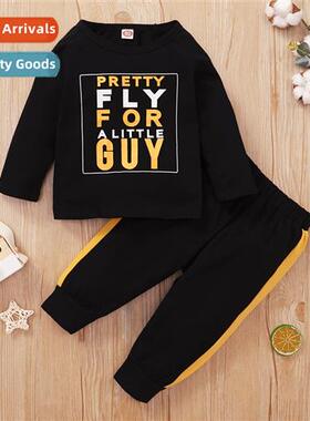 Boys spring  autumn  2021 new n letters printed lg-sleeved t