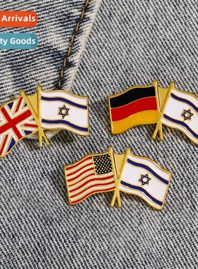 Palestine Flag Pin USA Israel Metal Badge Clothing Accessory