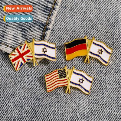 Palestine Flag Pin USA Israel Metal Badge Clothing Accessory