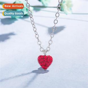 red small heart necklace shaped female new
