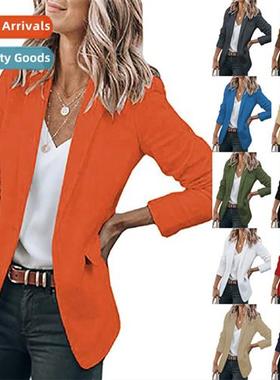 2022 Autumn new temperament jacket womens lg-sleeved solid c