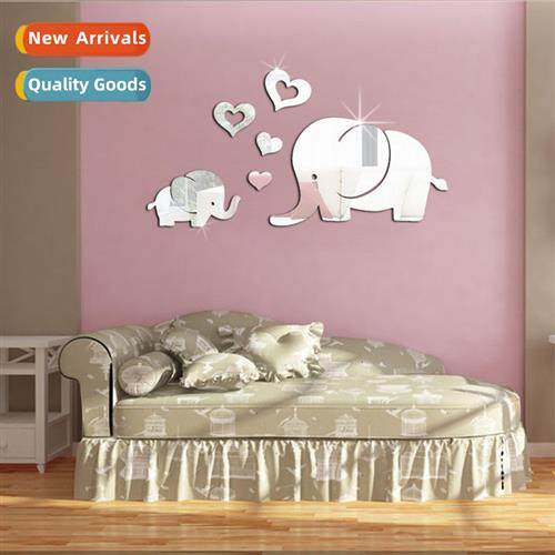 Home wall stickers love elephant mirror three-dimensial wall