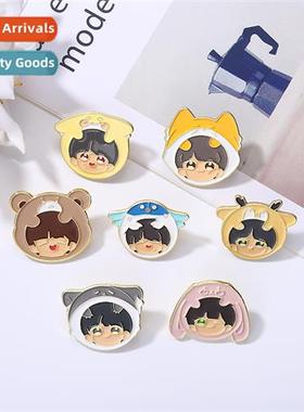 Promotial celebry character design era boy group alloy brooc