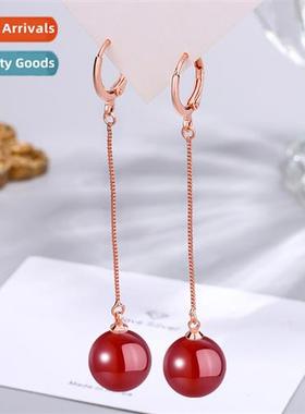 Lerary retro imati red agate earrings female chalcedy emeral