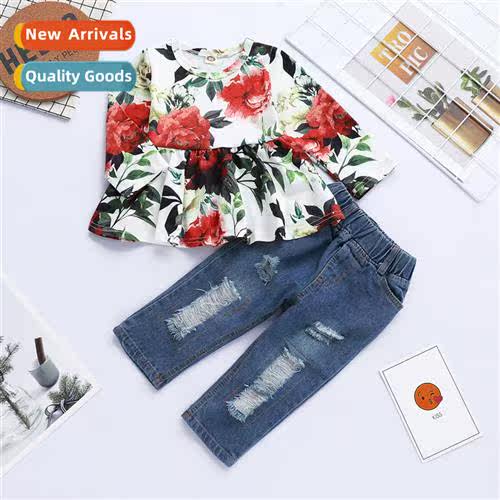 Girls spring  fall  2020 new n lg-sleeved big red flower pri