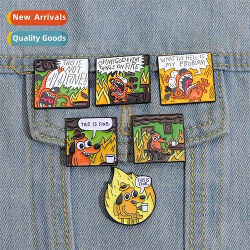 New carto dog alloy fun English phrase badge costume accesso