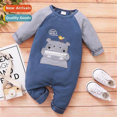ins baby spring  fall  2022 new n baby girl hippo lg-sleeved