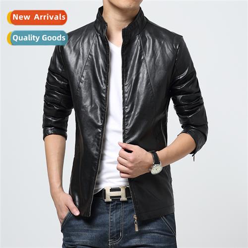 New mens lear jacket large size mens PU top coat jacket casu