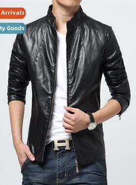 New mens lear jacket large size mens PU top coat jacket casu