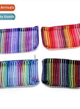 Colorful Line Transparent Cosmetic Bag Multi-color Rom