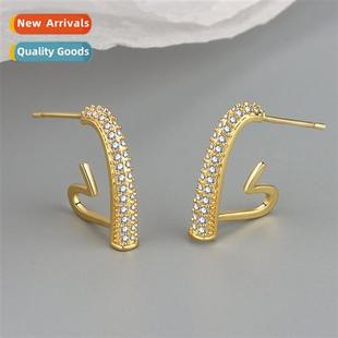 simple fashi zirc love earrings exquise light luxury tempera