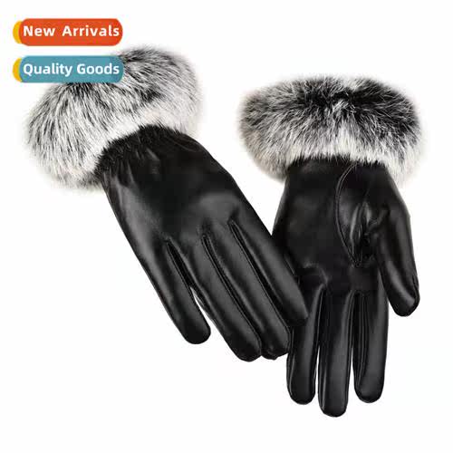 Autumn  winter womens warm gloves PU lear padded warm versat