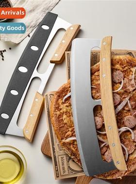 Lg Stainless Steel Wooden Hle Machete Pizza CutterBaking Too