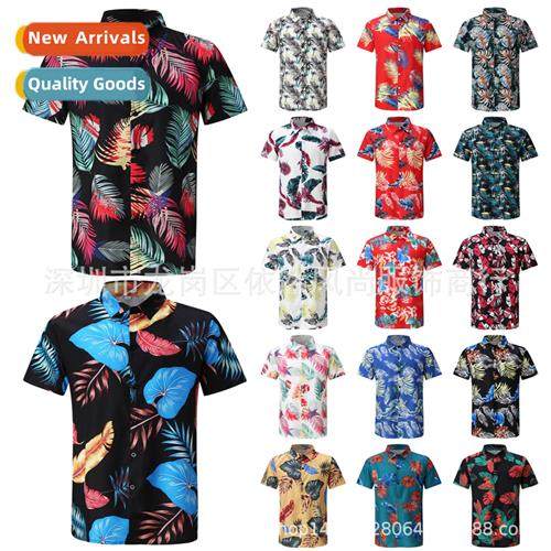 2022 new mens summer short-sleeved floral shirt an code fash