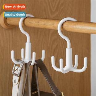 Rotatable four claw hooks bag hanging rack whout punching cl